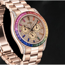 Afbeelding in Gallery-weergave laden, Rolex Cosmograph Daytona 40 mm 116505 Roségoud Horloge met Diamanten Pavé en Regenboog Uurmarkeringen Wijzerplaat
