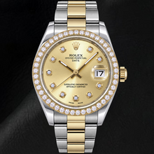 Afbeelding in Gallery-weergave laden, Rolex Date 15223 34mm Champagne Diamanten Wijzerplaat Tweekleurig Horloge
