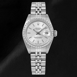 Rolex Date 6924 26mm Zilveren Wijzerplaat met Streepindexen Roestvrij Staal Jubilee-armband Horloge