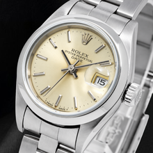 Afbeelding in Gallery-weergave laden, Rolex Date 79160 26mm Champagne Wijzerplaat met Streepindexen Gladde Lunette Roestvrij Staal Horloge
