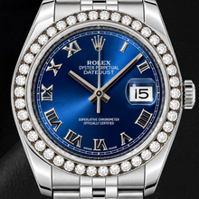 Afbeelding in Gallery-weergave laden, Rolex Datejust 116200 36mm Blauwe Romeinse Wijzerplaat Roestvrij Staal Horloge
