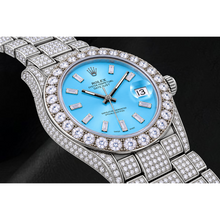 Afbeelding in Gallery-weergave laden, Rolex Datejust 116200 36mm IJsblauwe Baguette Diamanten Wijzerplaat Roestvrij Staal Horloge
