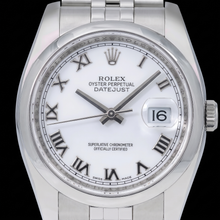 Afbeelding in Gallery-weergave laden, Rolex Datejust 116200 36mm Witte Romeinse Wijzerplaat Roestvrij Staal Horloge
