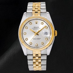 Rolex Datejust 116233 36mm Zilveren Diamanten Wijzerplaat Tweekleurig Horloge