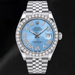 Rolex Datejust 116234 36mm IJsblauwe Romeinse Diamanten Wijzerplaat Roestvrij Staal Horloge