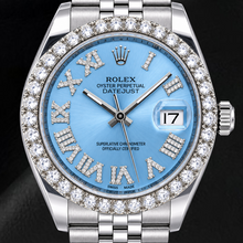 Afbeelding in Gallery-weergave laden, Rolex Datejust 116234 36mm IJsblauwe Romeinse Diamanten Wijzerplaat Roestvrij Staal Horloge
