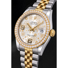 Afbeelding in Gallery-weergave laden, Rolex Datejust 116243 36mm Zilverkleurige Gebloemde Arabische Wijzerplaat Tweekleurig Horloge
