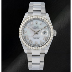 Rolex Datejust 116300 41 mm Wit Parelmoer Romeinse Diamanten Wijzerplaat Roestvrij Staal Horloge