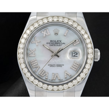 Afbeelding in Gallery-weergave laden, Rolex Datejust 116300 41 mm Wit Parelmoer Romeinse Diamanten Wijzerplaat Roestvrij Staal Horloge
