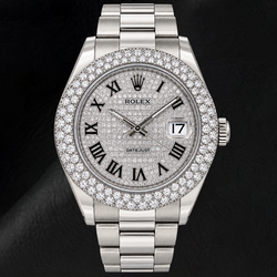 Rolex Datejust 116300 41mm Roestvrij Staal Horloge met Diamant Pavé Romeinse Wijzerplaat