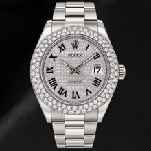Afbeelding in Gallery-weergave laden, Rolex Datejust 116300 41mm Roestvrij Staal Horloge met Diamant Pavé Romeinse Wijzerplaat
