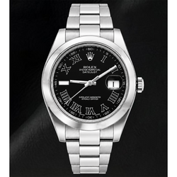 Rolex Datejust 116300 41mm Zwarte Romeinse Wijzerplaat Roestvrij Staal Horloge