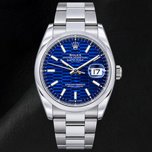 Afbeelding in Gallery-weergave laden, Rolex Datejust 126200 36 mm Roestvrij Staal Horloge met Lichtgevende Wijzerplaat met Blauw Motief
