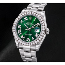 Afbeelding in Gallery-weergave laden, Rolex Datejust 126300 41mm Groene Romeinse Diamanten Wijzerplaat Roestvrij Staal Horloge

