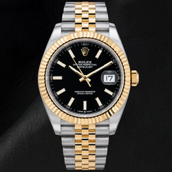 Rolex Datejust 126333 41mm Tweekleurig Horloge met Zwarte Lichtgevende Wijzerplaat