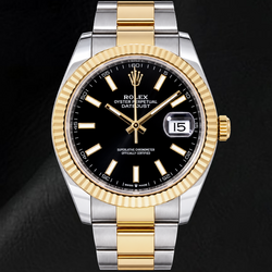 Rolex Datejust 126333 41mm Zwarte Lichtgevende Wijzerplaat Tweekleurig Horloge