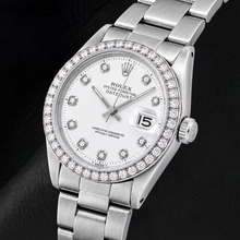 Afbeelding in Gallery-weergave laden, Rolex Datejust 1601 36mm Roestvrij Staal Horloge met Witte Diamanten Wijzerplaat
