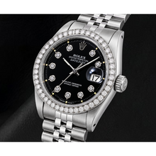 Afbeelding in Gallery-weergave laden, Rolex Datejust 1601 36mm Zwarte Diamanten Wijzerplaat Roestvrij Staal Horloge

