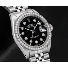 Afbeelding in Gallery-weergave laden, Rolex Datejust 1601 36mm Zwarte Diamanten Wijzerplaat Roestvrij Staal Horloge
