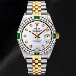 Rolex Datejust 16013 36mm Wit Parelmoer Diamanten Wijzerplaat Tweekleurig Horloge
