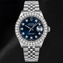Rolex Datejust 16234 36mm Blauwe Diamanten Wijzerplaat Roestvrij Staal Horloge