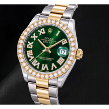 Afbeelding in Gallery-weergave laden, Rolex Datejust 178243 31mm Groene Romeinse Diamanten Wijzerplaat Tweekleurig Horloge
