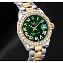 Afbeelding in Gallery-weergave laden, Rolex Datejust 178243 31mm Groene Romeinse Diamanten Wijzerplaat Tweekleurig Horloge

