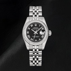 Rolex Datejust 179174 26mm Zwarte Romeinse Wijzerplaat Roestvrij Staal Horloge
