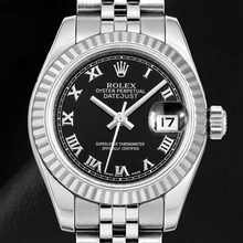 Afbeelding in Gallery-weergave laden, Rolex Datejust 179174 26mm Zwarte Romeinse Wijzerplaat Roestvrij Staal Horloge
