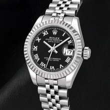 Afbeelding in Gallery-weergave laden, Rolex Datejust 179174 26mm Zwarte Romeinse Wijzerplaat Roestvrij Staal Horloge
