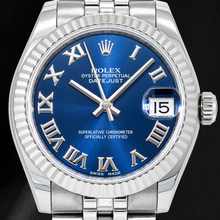 Afbeelding in Gallery-weergave laden, Rolex Datejust 31mm 178274 Blauwe Romeinse Wijzerplaat Roestvrij Staal Horloge
