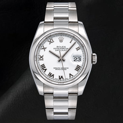 Rolex Datejust 36mm 116200 Witte Romeinse Wijzerplaat Gladde Lunette Horloge