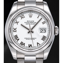 Afbeelding in Gallery-weergave laden, Rolex Datejust 36mm 116200 Witte Romeinse Wijzerplaat Gladde Lunette Horloge
