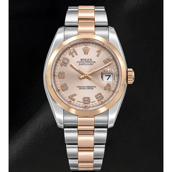 Rolex Datejust 36mm 116201 Roze Concentrische Arabische Wijzerplaat Tweekleurig Horloge