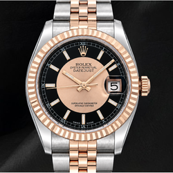 Rolex Datejust 36mm 116231 Zwarte Wijzerplaat Roségoud en Roestvrij Staal Horloge