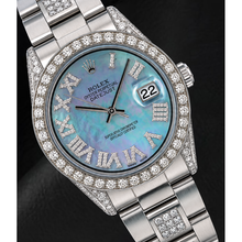 Afbeelding in Gallery-weergave laden, Rolex Datejust 36mm 1601 Blauwe Parelmoer Romeinse Diamanten Wijzerplaat Roestvrij Staal Horloge
