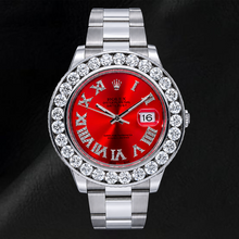 Afbeelding in Gallery-weergave laden, Rolex Datejust 41mm 116300 Horloge met Rode Romeinse Diamanten Wijzerplaat en Diamanten Lunette
