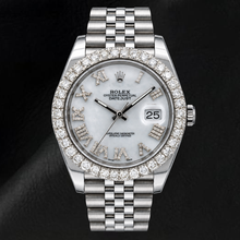 Afbeelding in Gallery-weergave laden, Rolex Datejust 41mm 126300 Wit Parelmoer Romeinse Diamanten Wijzerplaat Horloge
