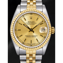 Afbeelding in Gallery-weergave laden, Rolex Datejust 68273 31mm Champagne Wijzerplaat met Streepindexen Tweekleurig Horloge
