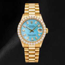 Rolex Datejust 68278 31mm Blauw Parelmoer Diamanten Wijzerplaat Geelgoud Horloge