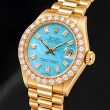 Afbeelding in Gallery-weergave laden, Rolex Datejust 68278 31mm Blauw Parelmoer Diamanten Wijzerplaat Geelgoud Horloge
