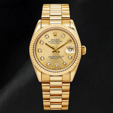 Afbeelding in Gallery-weergave laden, Rolex Datejust 68278 31mm Champagne Diamanten Wijzerplaat Geelgoud Horloge
