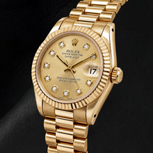 Afbeelding in Gallery-weergave laden, Rolex Datejust 68278 31mm Champagne Diamanten Wijzerplaat Geelgoud Horloge
