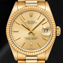 Afbeelding in Gallery-weergave laden, Rolex Datejust 68278 31mm Champagne Wijzerplaat met Streepindexen Geelgoud Horloge

