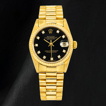 Afbeelding in Gallery-weergave laden, Rolex Datejust 68278 31mm Zwarte Fabrieks Diamanten Wijzerplaat Geelgoud Horloge
