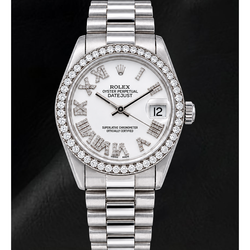 Rolex Datejust 68279 31mm Witte Romeinse Diamanten Wijzerplaat Witgoud Horloge