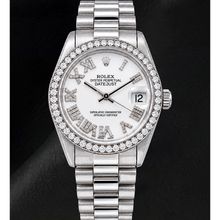 Afbeelding in Gallery-weergave laden, Rolex Datejust 68279 31mm Witte Romeinse Diamanten Wijzerplaat Witgoud Horloge
