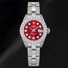 Afbeelding in Gallery-weergave laden, Rolex Datejust 6916 26mm Rode Diamanten Wijzerplaat Roestvrij Staal Horloge
