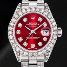 Afbeelding in Gallery-weergave laden, Rolex Datejust 6916 26mm Rode Diamanten Wijzerplaat Roestvrij Staal Horloge
