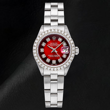 Afbeelding in Gallery-weergave laden, Rolex Datejust 6916 26mm Roestvrij Staal Horloge met Rode Diamanten Wijzerplaat
